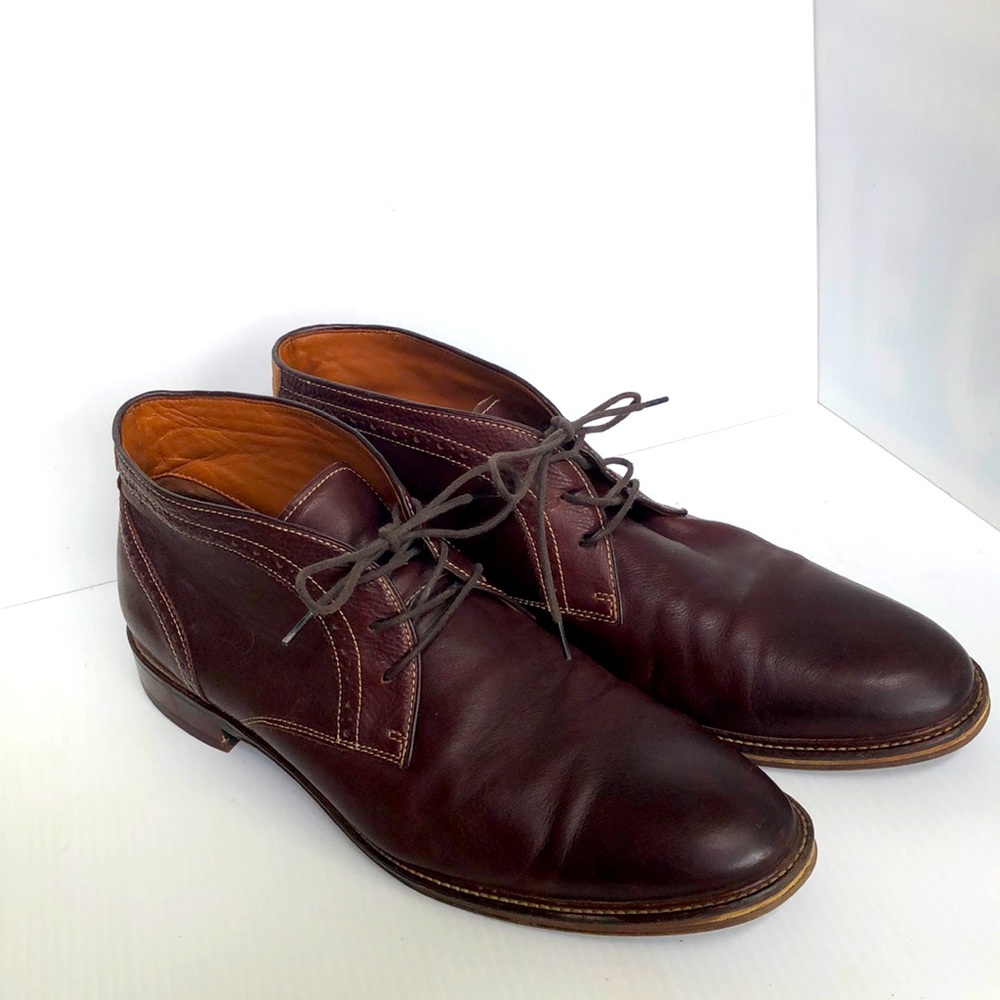 13M Johnston & Murphy Sheepskin Chukka lace up high top ankle boot brown 20-3874